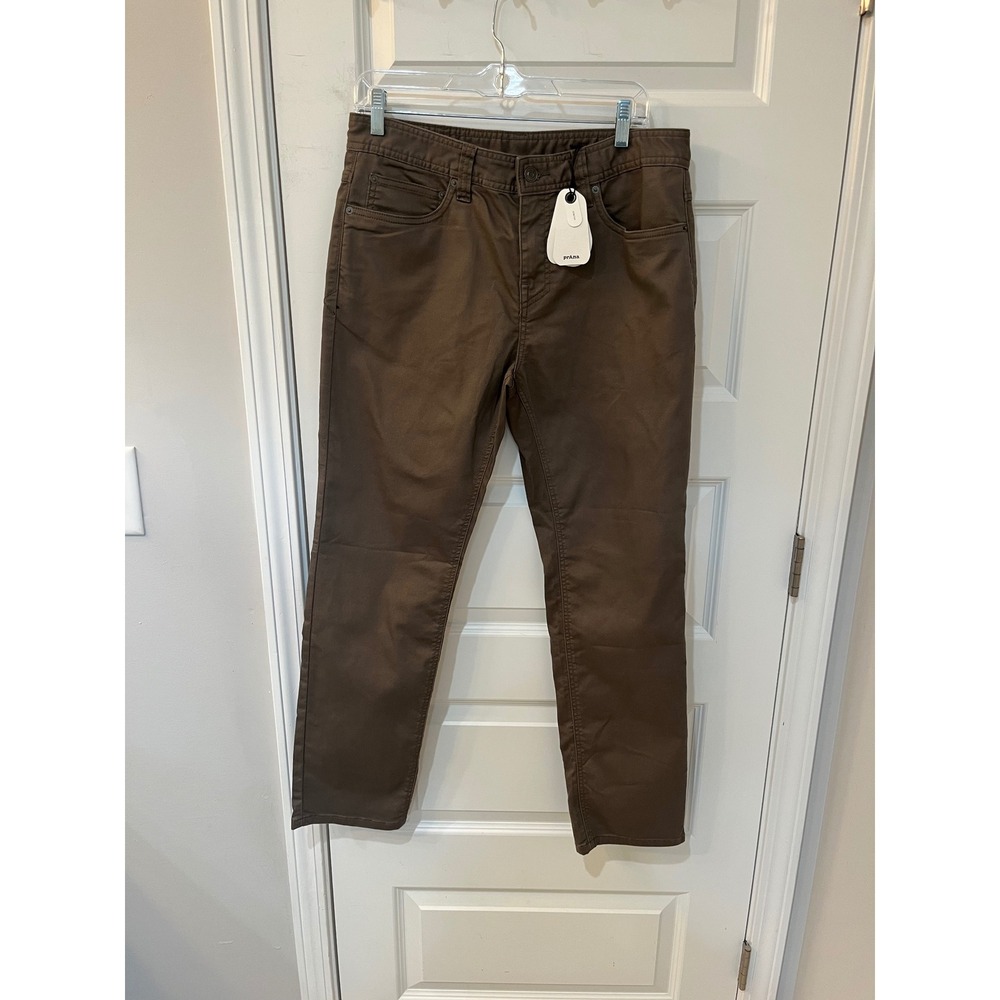 Prana Bridger Slim Fit Jeans Mens 31x30β Mud Brown Stretch Organic Cotton Denim